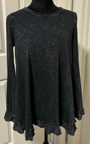 NWT Altar’d State Mineral Wash Swing Tunic Top – Ruffle Hem Long Sleeve thumbnail 1