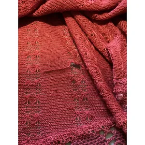 Free People Burgundy Red Lace Inset Open Knit Boho Blouse Top Womens Medium thumbnail 7
