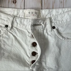 WE THE FREE White Button-Fly Denim Frayed Hem Shorts with Exposed Pockets 28 thumbnail 5