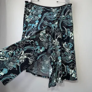 Merona Vintage Asymmetric Skirt Size XL Black Blue Fairy Pull On Witchy Whimsigoth Y2K thumbnail 3