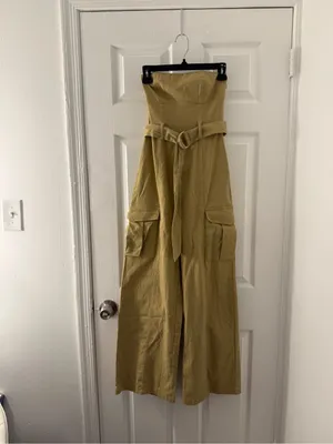 Strapless Wide-Leg Jumpsuit with Belt thumbnail 3