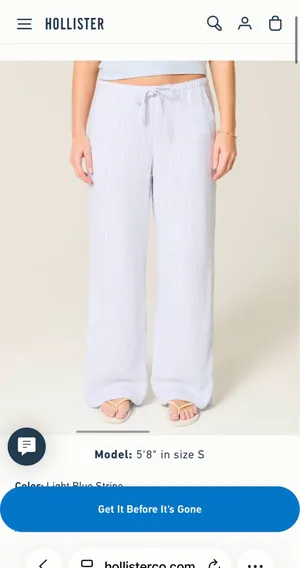 Hollister Striped Blue and White Linen Pants thumbnail 4