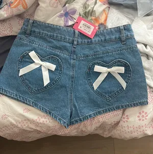 Edikted Bow Pocket Denim Shorts thumbnail 2