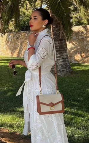 ZARA white lace long sleeve maxi dress with waist belt boho summer vacation thumbnail 7