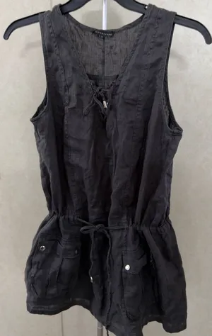 Twenty One Black Sleeveless Lace-Up Drawstring Romper thumbnail 1