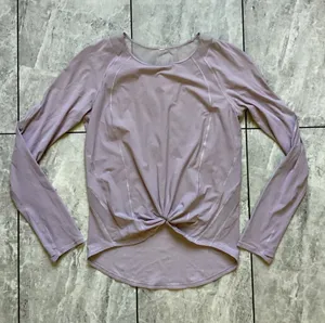 Lululemon Lavender Purple Twist Front Mesh Back Long Sleeve Active Top Women 6 thumbnail 1