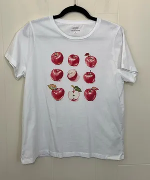 J.Crew Collectors Tee Size L Apple Graphic Print White Cotton Short Sleeve thumbnail 1