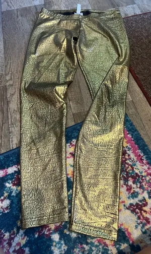 Adidas neo Gold Metallic Women’s Jeans - Shiny Statement Leggings thumbnail 1