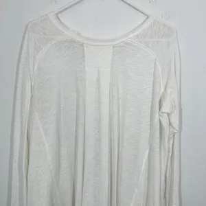 We The‎ Free Women's White Long Sleeve Cotton Blend Tunic Top Gauzy Oversized thumbnail 7