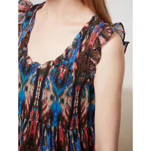 Anthropologie Lili's Closet Sibylline Ikat Tiered Ruffle Dress Womens Small Boho thumbnail 4