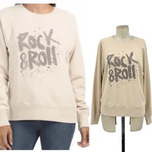 Zadig & Voltaire Top Upper Rock and Roll Strass‎ Pullover Sweatshirt Cream Small thumbnail 2