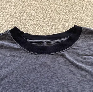 LULULEMON All Yours Boyfriend Tee Micro Stripe Black White Size 8 10 Cotton EUC thumbnail 7