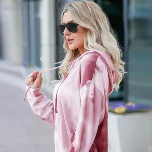 Long Sleeve Hooded Dress Tie Dye Printed Contrast Color thumbnail 4