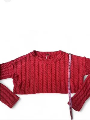 Free People Cable Knit Cropped Sweater thumbnail 8