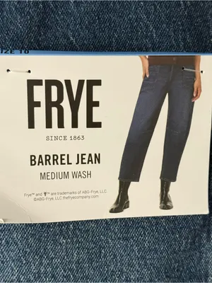 Frye Barrel Jeans Women Medium Wash 10 High Rise Curved Leg Denim Button Fly thumbnail 9
