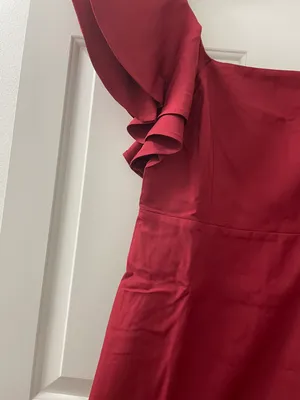 The Clothing Company | NWOT | Square Neck Ruffle Sleeve Dress | M | Burgundy | CD02485 thumbnail 4