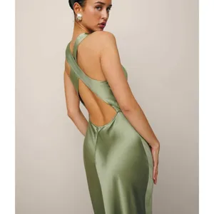 Reformation 100% silk cassette Dress in artichoke NEW thumbnail 4