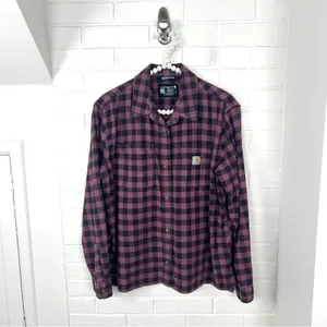 Carhartt Rugged Flex Loose Fit Midweight Flannel Long Sleeve Plaid Shirt thumbnail 2