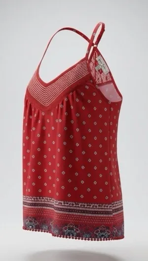 Crave Fame Red‎ Printed Spaghetti-Strap Camisole thumbnail 1