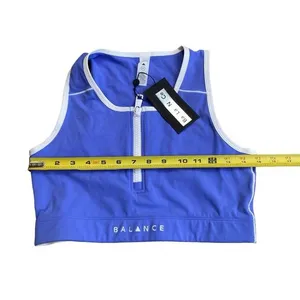 Balance Athletica‎ Vitality Women’s M Isotope Zip Front Crop Top Sports Bra Blue thumbnail 2