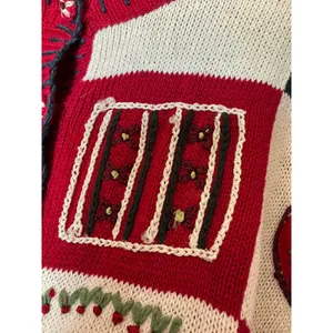 Vintage Heirloom Collectibles Wool Blend Valentines Cardigan XL Red/White thumbnail 3