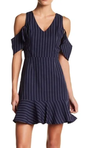 NWT J.O.A. Pinstripe Cold Shoulder Dress XS thumbnail 1