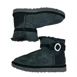 UGG Karlie Brooch Suede Bootie With Swarovski Crystals Sz 8 Black Feminine Comfy thumbnail 4