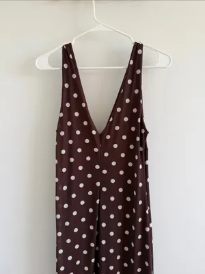 Blue Blush Polka Dot Brown Sleeveless V-Neck Maxi Dress thumbnail 5