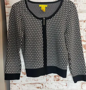 Catherine Malandrino Black and White Geometric Cardigan thumbnail 1