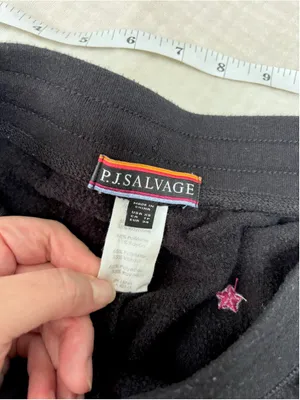 Women's P. J. Salvage Black Jogger Pants Multicolor Embroidered Stars Size XS thumbnail 3