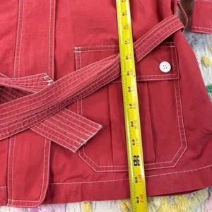 American Living Red Utility Jacket Belted Cotton XL White Stitching‎ Full Zip thumbnail 5
