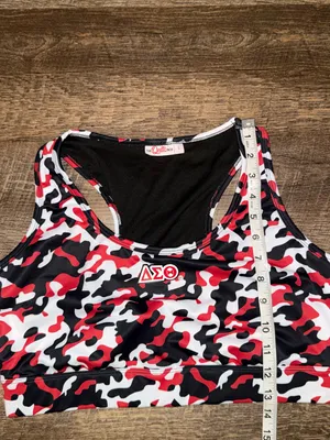 Delta Sigma Theta Red/Black/White Camo Sports Bra Women’s Size Large thumbnail 5