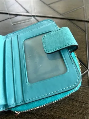 Coach Essential Saffiano Zip-Around card case Wallet turquoise retro chic preppy thumbnail 4