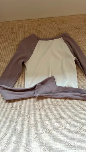 white and purple cropped long sleeve thumbnail 2
