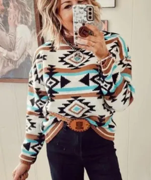 Savanna Jane sweater Aztec tribal southwestern fair isle pullover sweater Large thumbnail 8