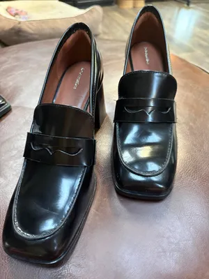Reformation Black Patent Leather Square-Toe Penny Loafers thumbnail 1