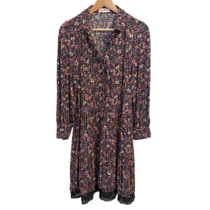 Natural Life Ditsy Floral Shirt Dress M Cottage Crochet Lace Trim Pockets Swing thumbnail 2