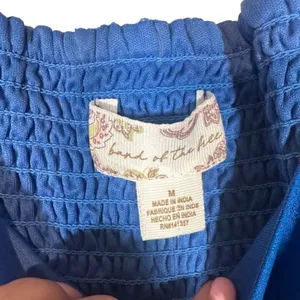 Band of the Free Blue Floral Key Hole Back Square Neck Crop Top Women Sz M thumbnail 10