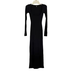 Skims Women's Solid Soft Lounge Long Sleeve Dress Onyx Size Small NWT thumbnail 7