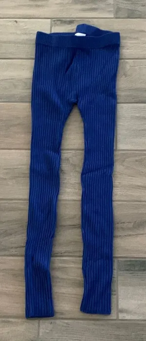 437 Blue ribbed stretch leggings thumbnail 1