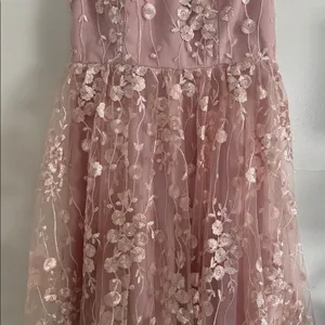 SHEIN Belle Embroidery Mesh Overlay Cami Flowy Maxi Dress" EUC thumbnail 3