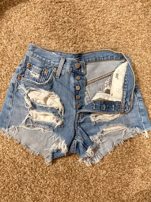 Levi’s 501 Denim Shorts Distressed thumbnail 3