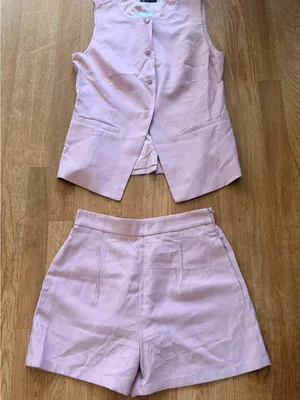 Tailored Pink High-Waist Bermuda Shorts & Vest Set thumbnail 5