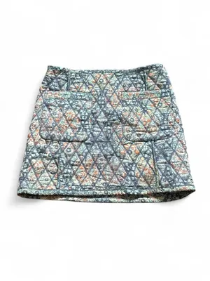 Free People Darla Quilted Mini Skirt Blue and Peach Floral Sz 4 Cottage Dainty thumbnail 3
