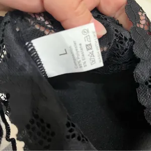 Women's Lingerie Set Black & White Patterned‎ Lace Top Sheer Bottoms Size Large thumbnail 7