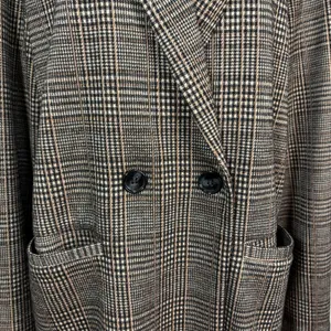 Sanctuary Longline Blazer Coat Brown Glen Plaid‎ Double Breasted Work Academia L thumbnail 2