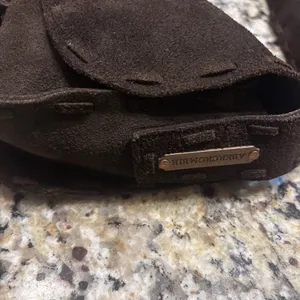 Vintage Abercrombie Chocolate Brown Suede‎ Shoulder Hobo Bag Tasseled 9x6x2.5 in thumbnail 3