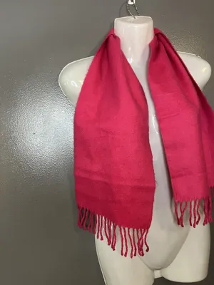 Pink Scarf Womens One Size Fringe Acrylic Made In Japan Cozy Winter Wrap thumbnail 2