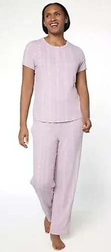 Berkshire Homewear Women's Size Small Silky Smooth Henley Pajama Set Lilac Rose thumbnail 1