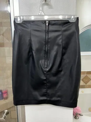 H&M Black Faux Leather Skirt thumbnail 2